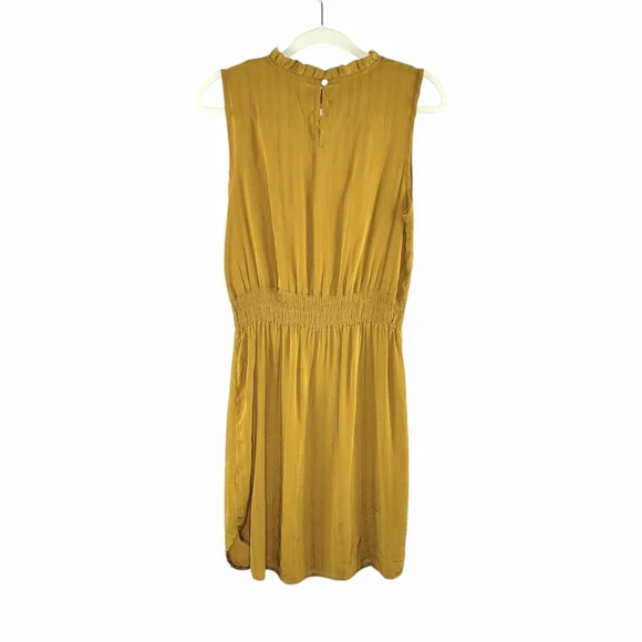 Shein Sleeveless High Neck Fit & Flare Knee Length Dress Mustard Women's L 8/10 - Picture 3 of 7